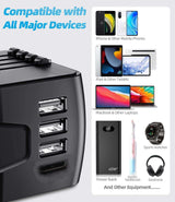 Universal Travel Adapter Worldwide Multi Plug UK EU AU US USB TypeC Fast Charger