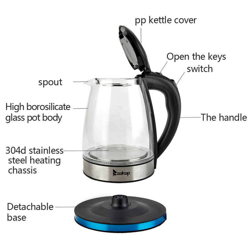 Electric Glass Kettle UK Plug < HD-1861-A 220V 2000W 1.8L  >