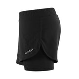 Women 2-in-1 Running Shorts Quick Drying Breathable Active Training Exercise Jogging Cycle Shorts with Longer Liner